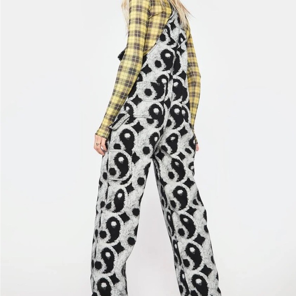 Dolls kill Petals and Peacocks In the Clouds Ying Yang Overalls Medium - Picture 4 of 11